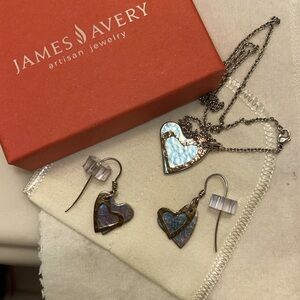 James Avery Fearless Heart necklace and earrings set